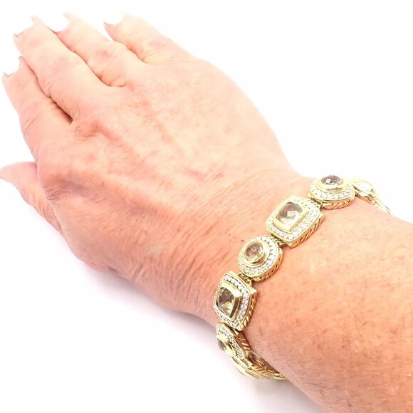 David Yurman Albion 18k Yellow Gold Diamond Lemon Citrine Link Bracelet - Picture 12 of 12